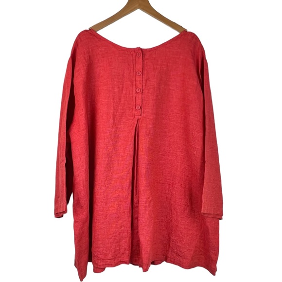 New FLAX Back Up Linen Tunic Shirt 3G 3X Cherry Yarn Dye - Picture 5 of 9
